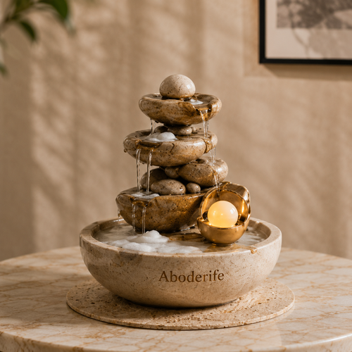 Aboderife Cascading Stone Flow Tabletop Fountain