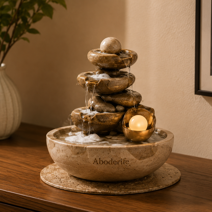 Aboderife Cascading Stone Flow Tabletop Fountain