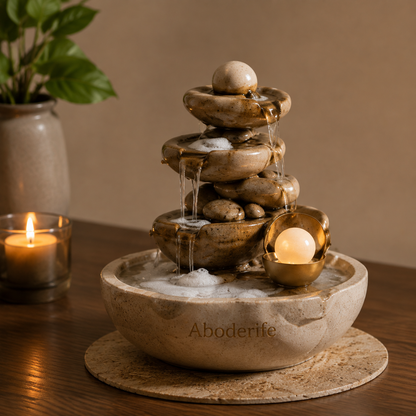 Aboderife Cascading Stone Flow Tabletop Fountain