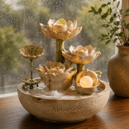 Aboderife Lotus Serenity Cascading Water Garden Fountain