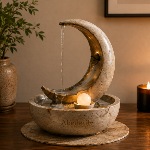 Aboderife Crescent Moon Cascade Tabletop Fountain