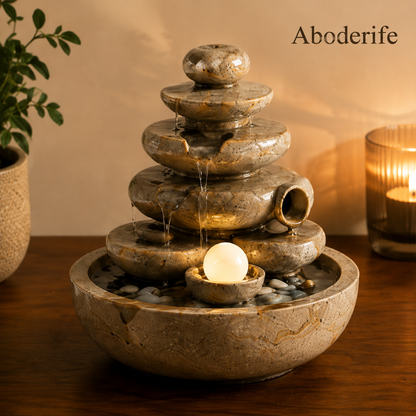 Aboderife Zen Stone Pagoda Cascading Tabletop Fountain