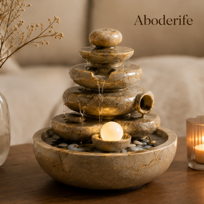 Aboderife Zen Stone Pagoda Cascading Tabletop Fountain