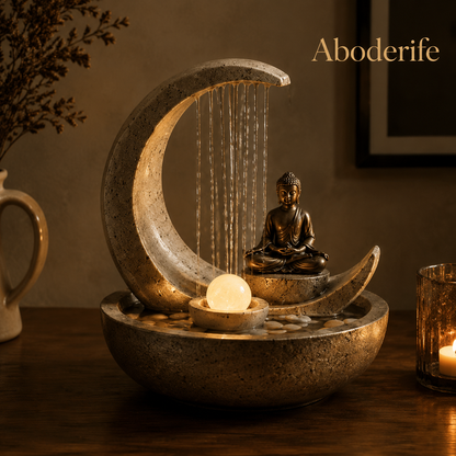 Aboderife Crescent Moon Buddha Zen Water Fountain